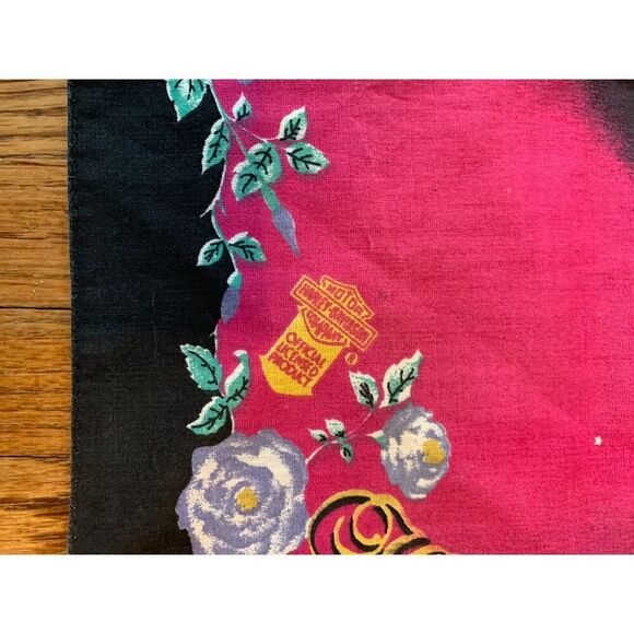 Harley Davidson Pink Unicorn Pegasus Bandana Rag Scarf Cotton VTG Kerchief 90s - Picture 10 of 13